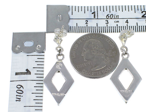 Genuine Sterling Silver And Turquoise Inlay Post Dangle Earrings AX51641